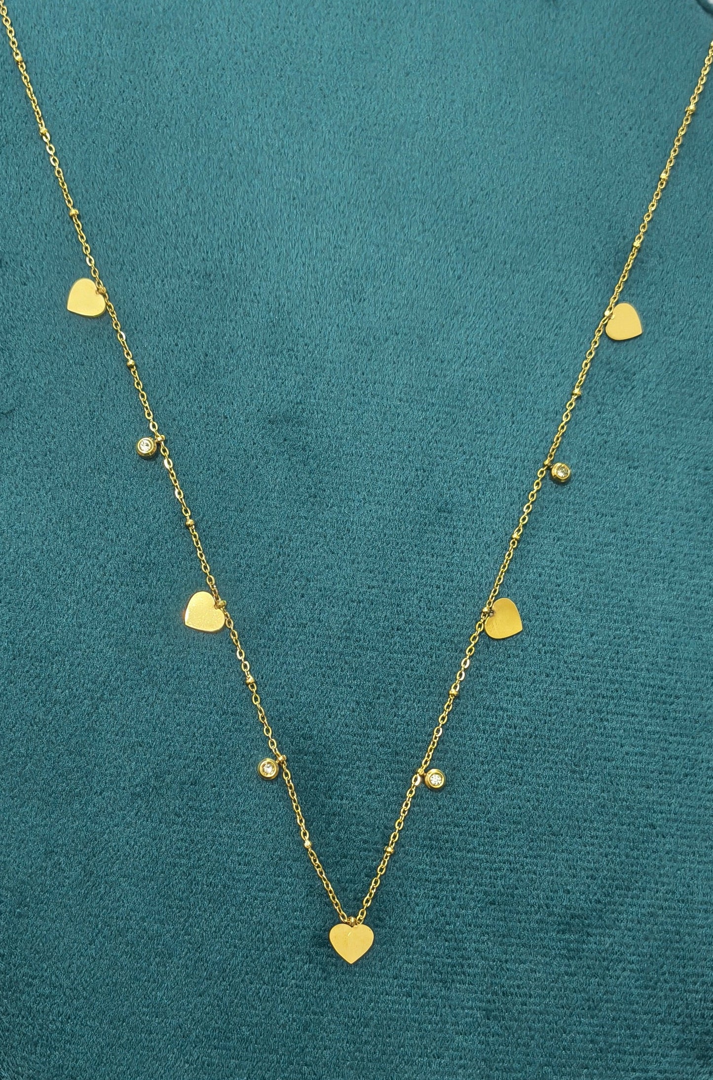 Anti Tarnish Shining Heart Charms Waist Chain 18K Gold Plated