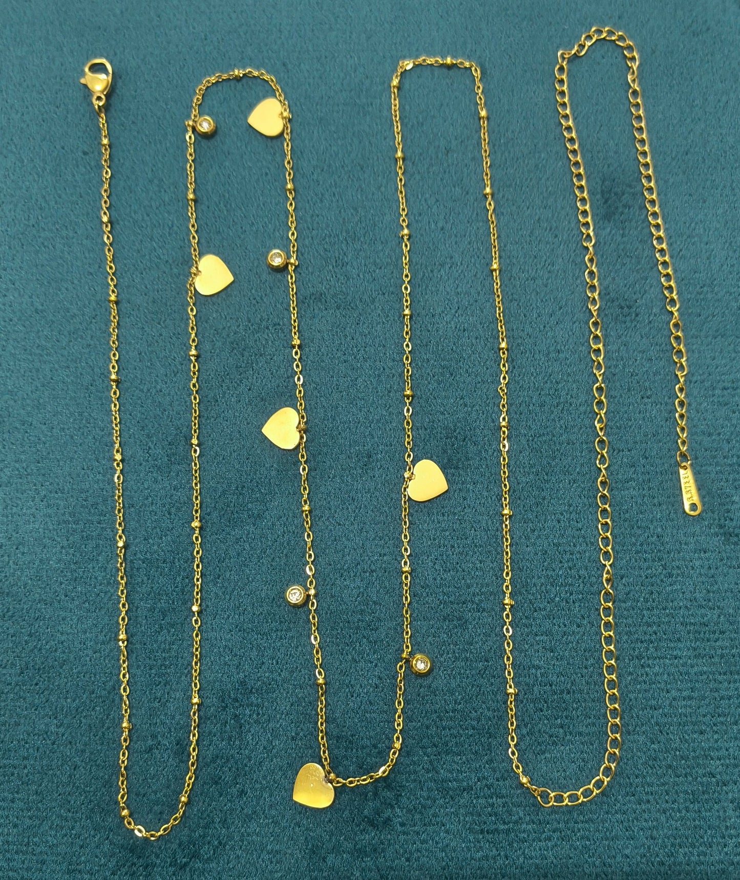 Anti Tarnish Shining Heart Charms Waist Chain 18K Gold Plated