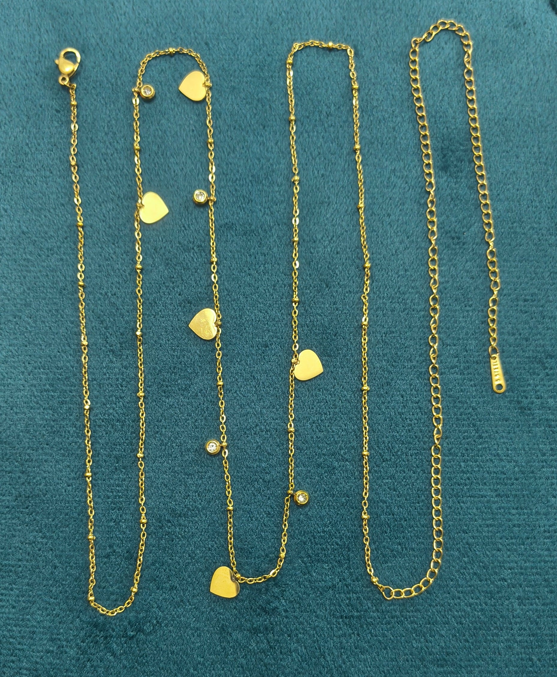 Anti Tarnish Shining Heart Charms Waist Chain 18K Gold Plated