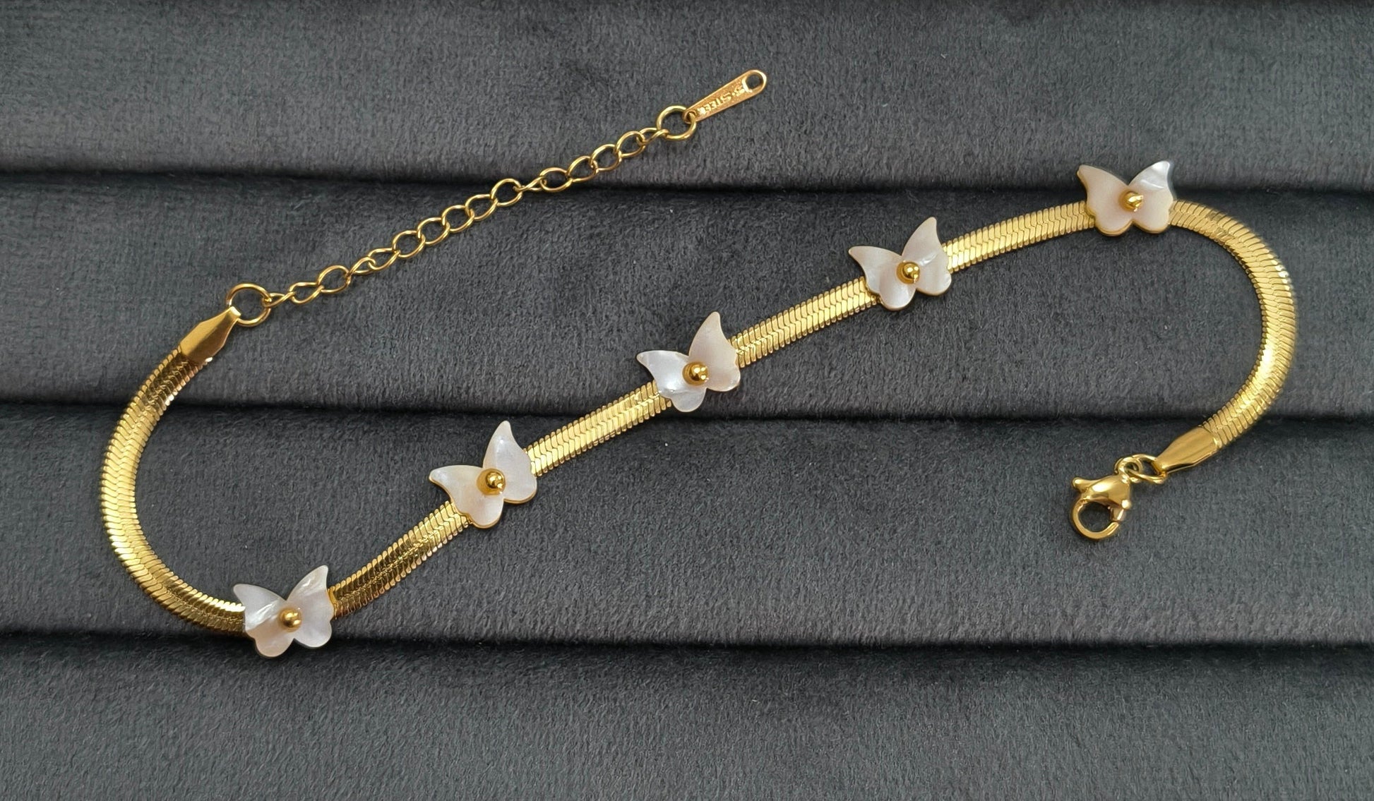 Anti Tarnish Shiny Butterfly Anklet 18K Gold Plated