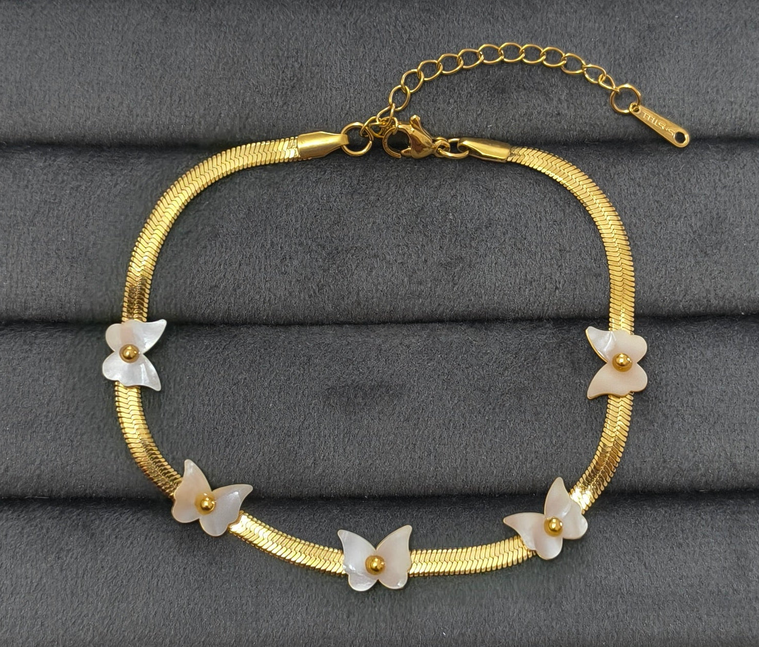 Anti Tarnish Shiny Butterfly Anklet 18K Gold Plated