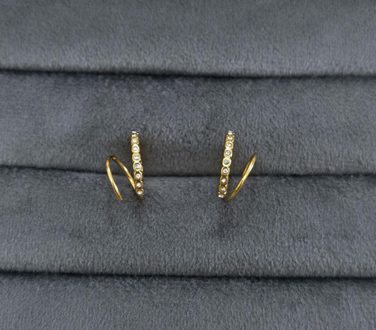 Anti Tarnish Shiny Double Hoop Earrings 18K Gold Plated
