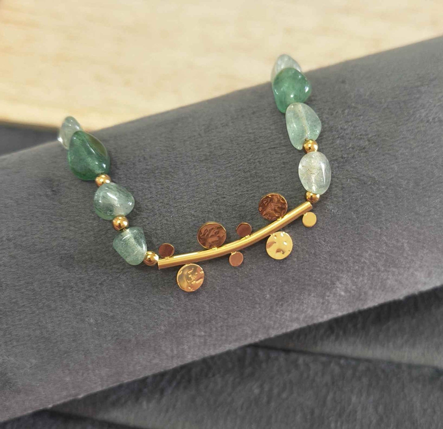 Anti Tarnish Shiny Jade Stone Necklace 18K Gold Plated