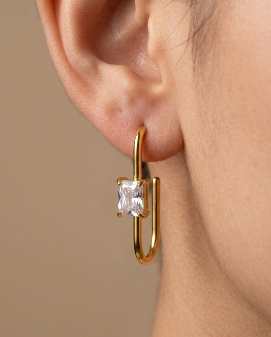 Anti Tarnish Shiny Rounded Hoop Earrings 18K Gold Plated