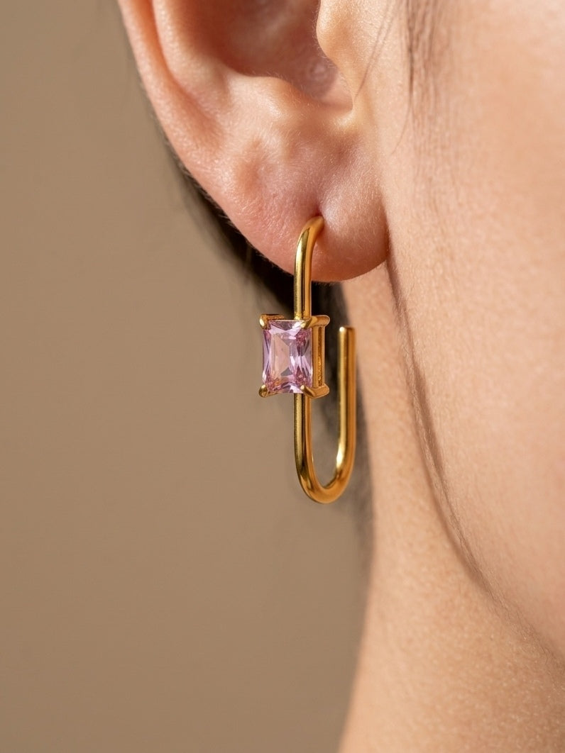 Anti Tarnish Shiny Rounded Hoop Earrings 18K Gold Plated