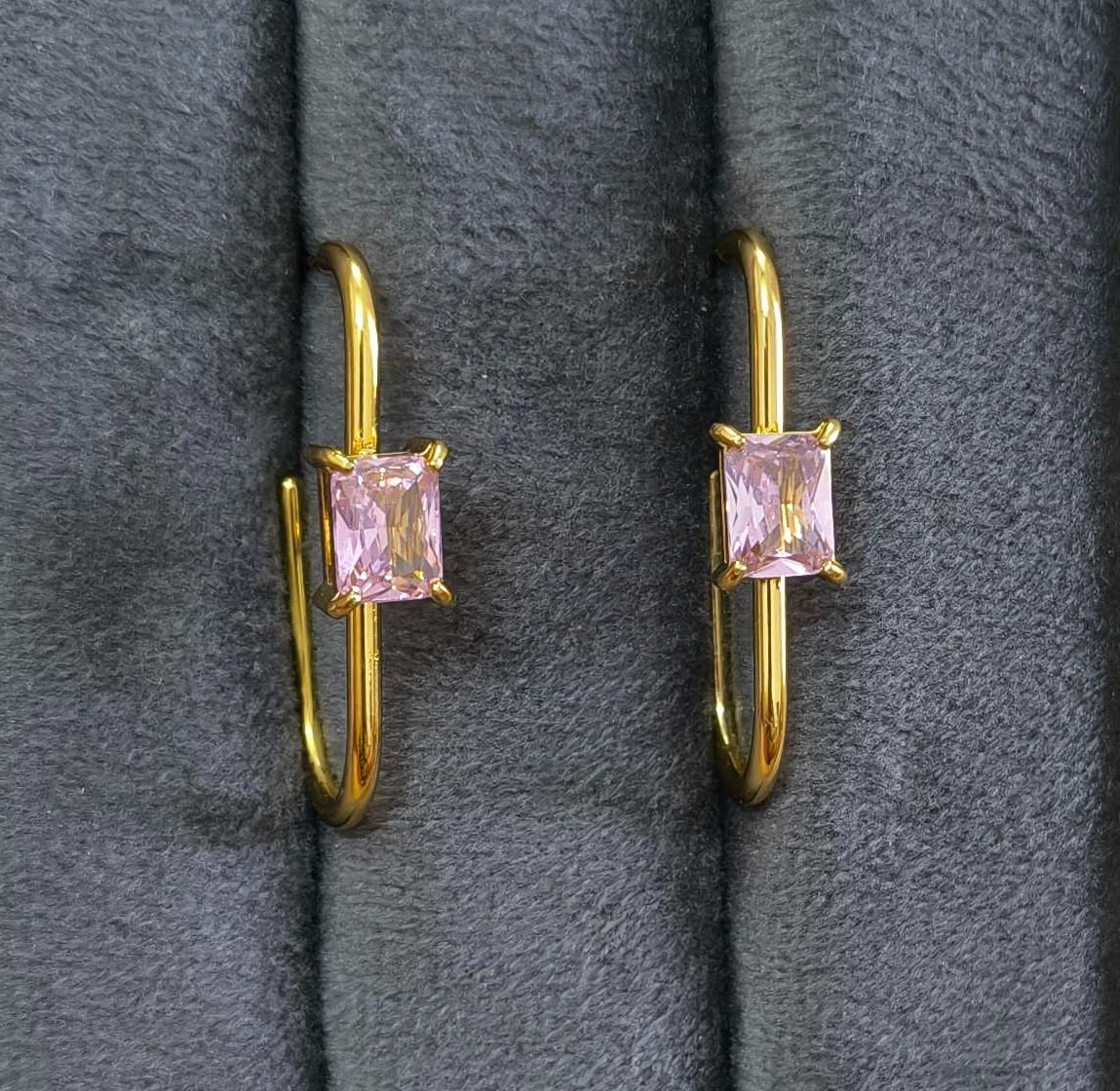 Anti Tarnish Shiny Rounded Hoop Earrings 18K Gold Plated