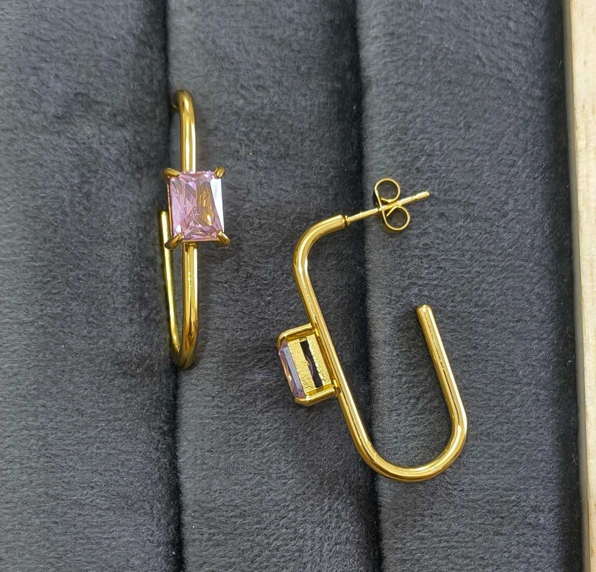 Anti Tarnish Shiny Rounded Hoop Earrings 18K Gold Plated