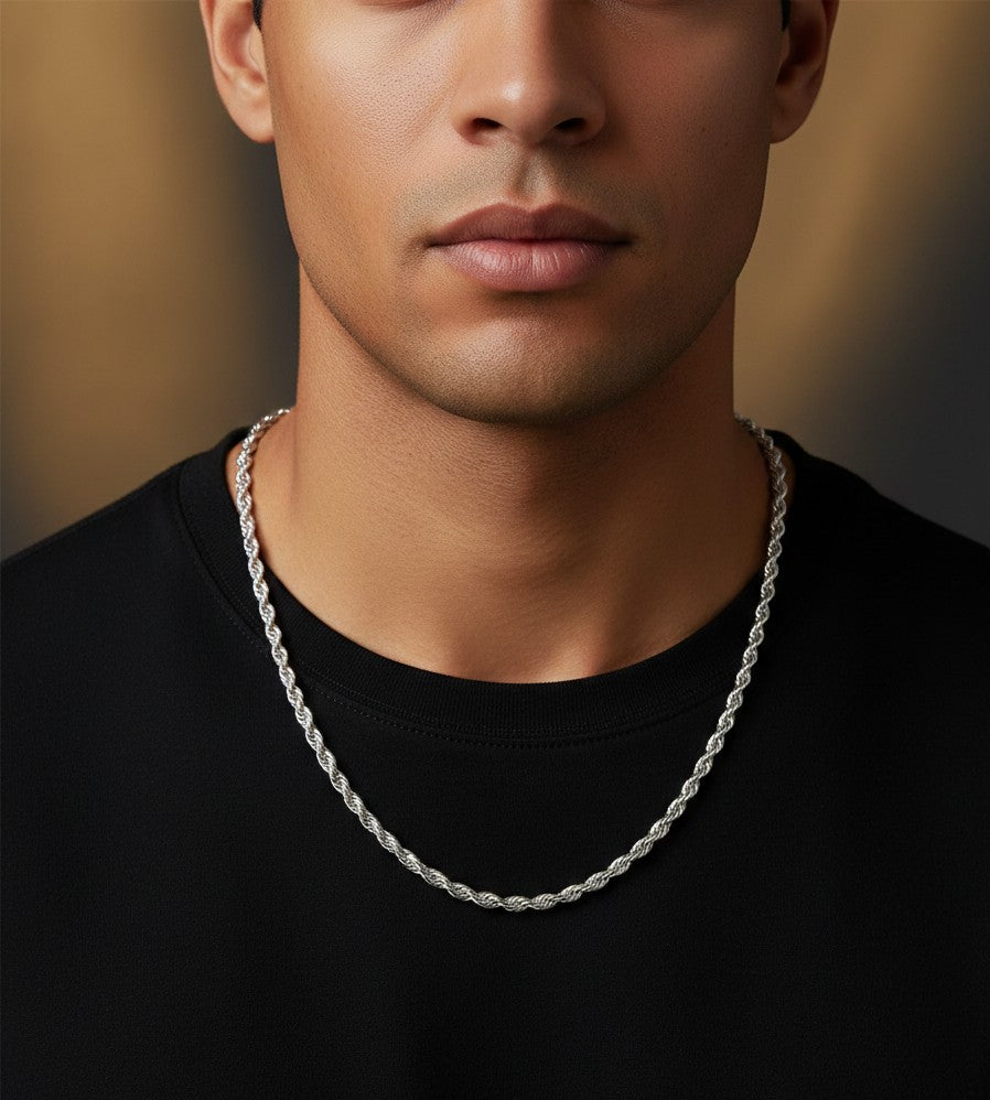 Anti Tarnish Silver Men's Snake Chain Silver Plated