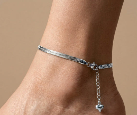 Anti Tarnish Silver Stainless Steel Snake Chain Anklet