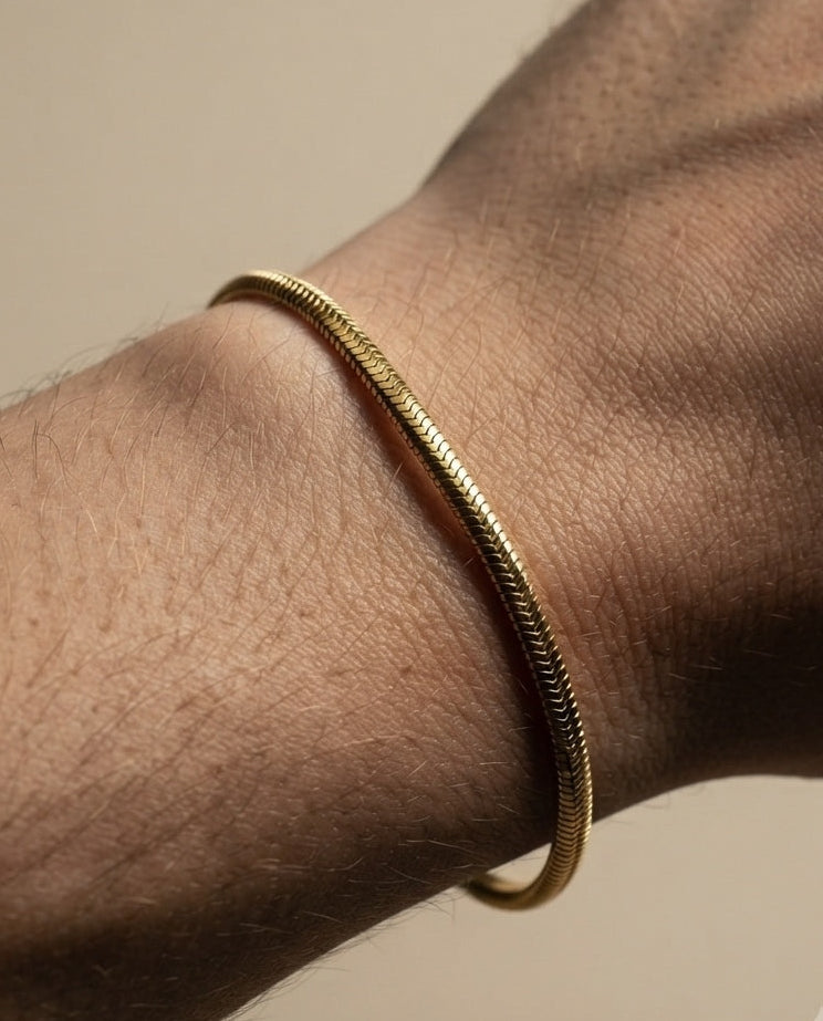 Anti Tarnish Snake Bone Chain Bracelet 18K Gold Plated