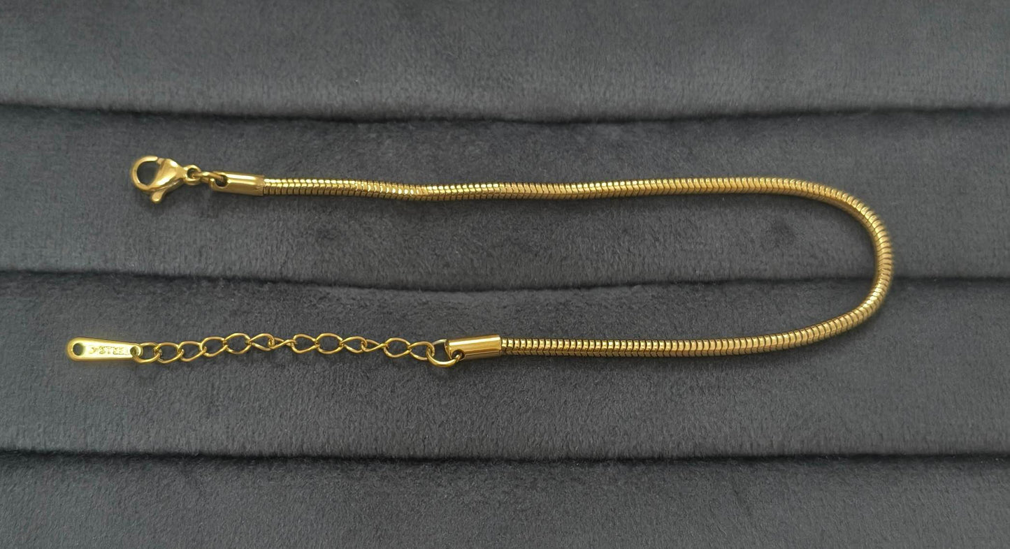Anti Tarnish Snake Bone Chain Bracelet 18K Gold Plated