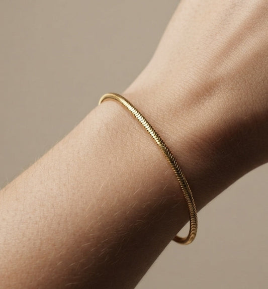 Anti Tarnish Snake Bone Chain Bracelet 18K Gold Plated