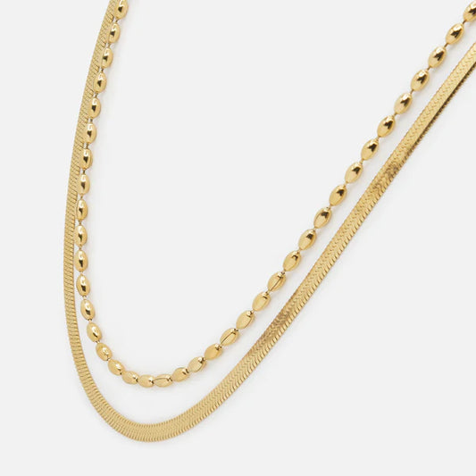 Anti Tarnish Snake Chain Beaded Anklet 18K Gold Plated 