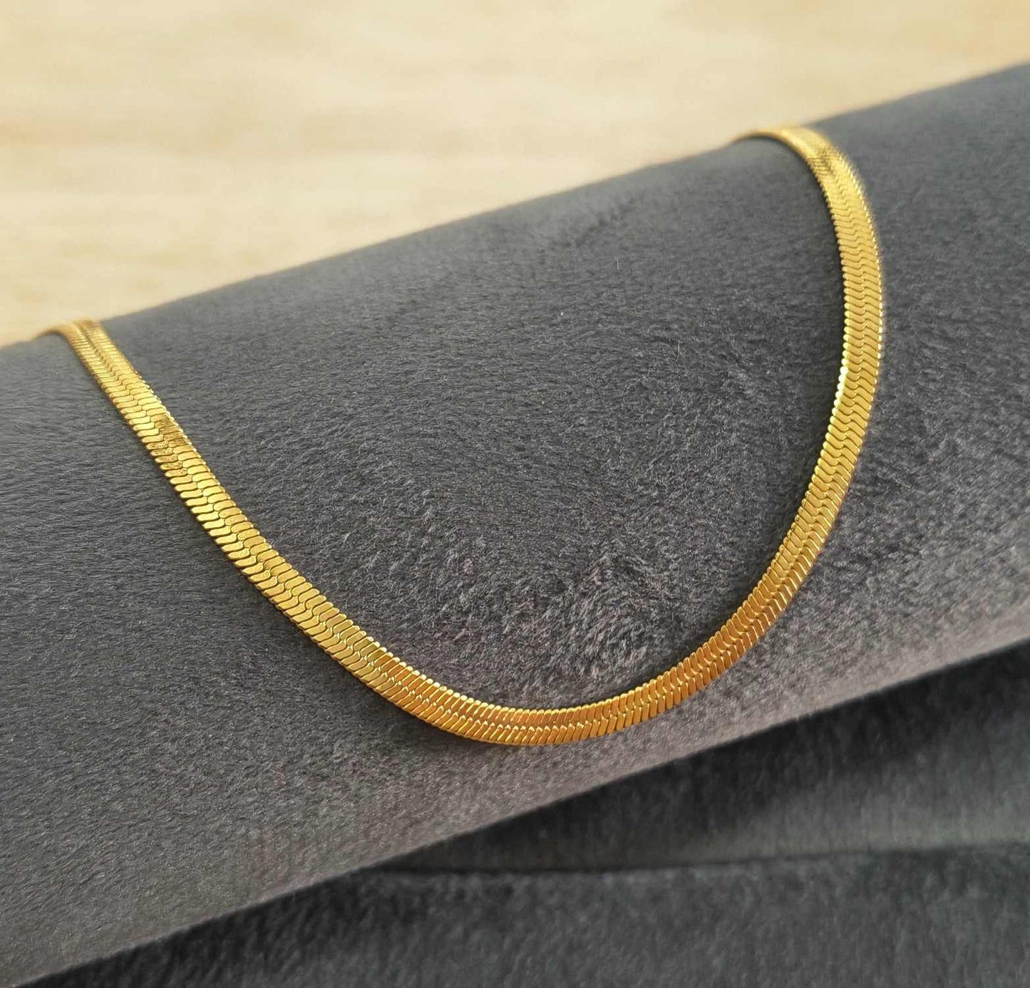 Anti Tarnish Snake Chain Necklace Dainty 18K Gold Plated