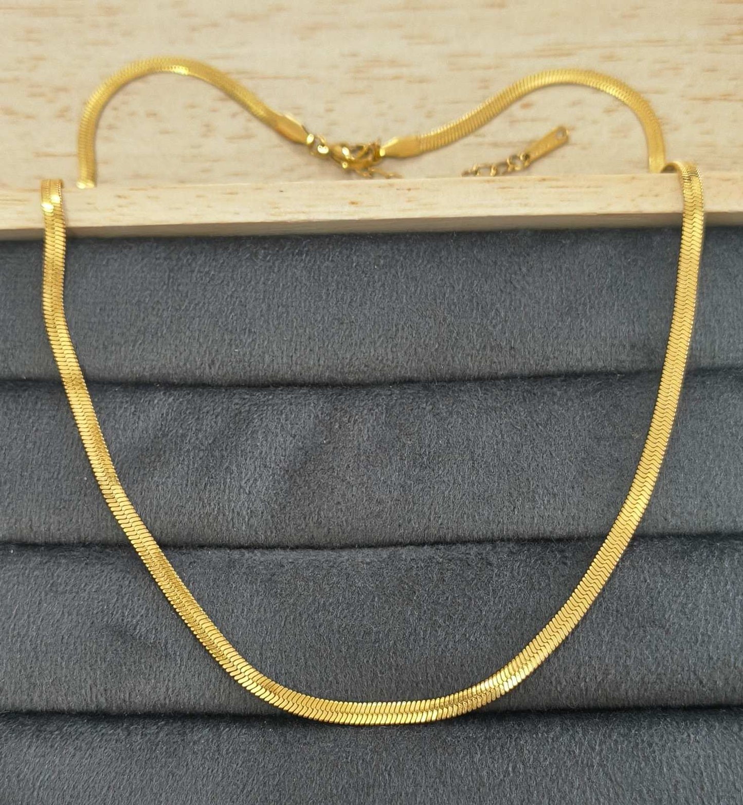 Anti Tarnish Snake Chain Necklace Dainty 18K Gold Plated