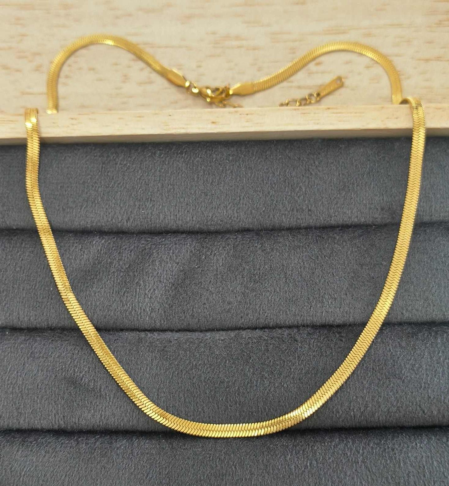 Anti Tarnish Snake Chain Necklace Dainty 18K Gold Plated