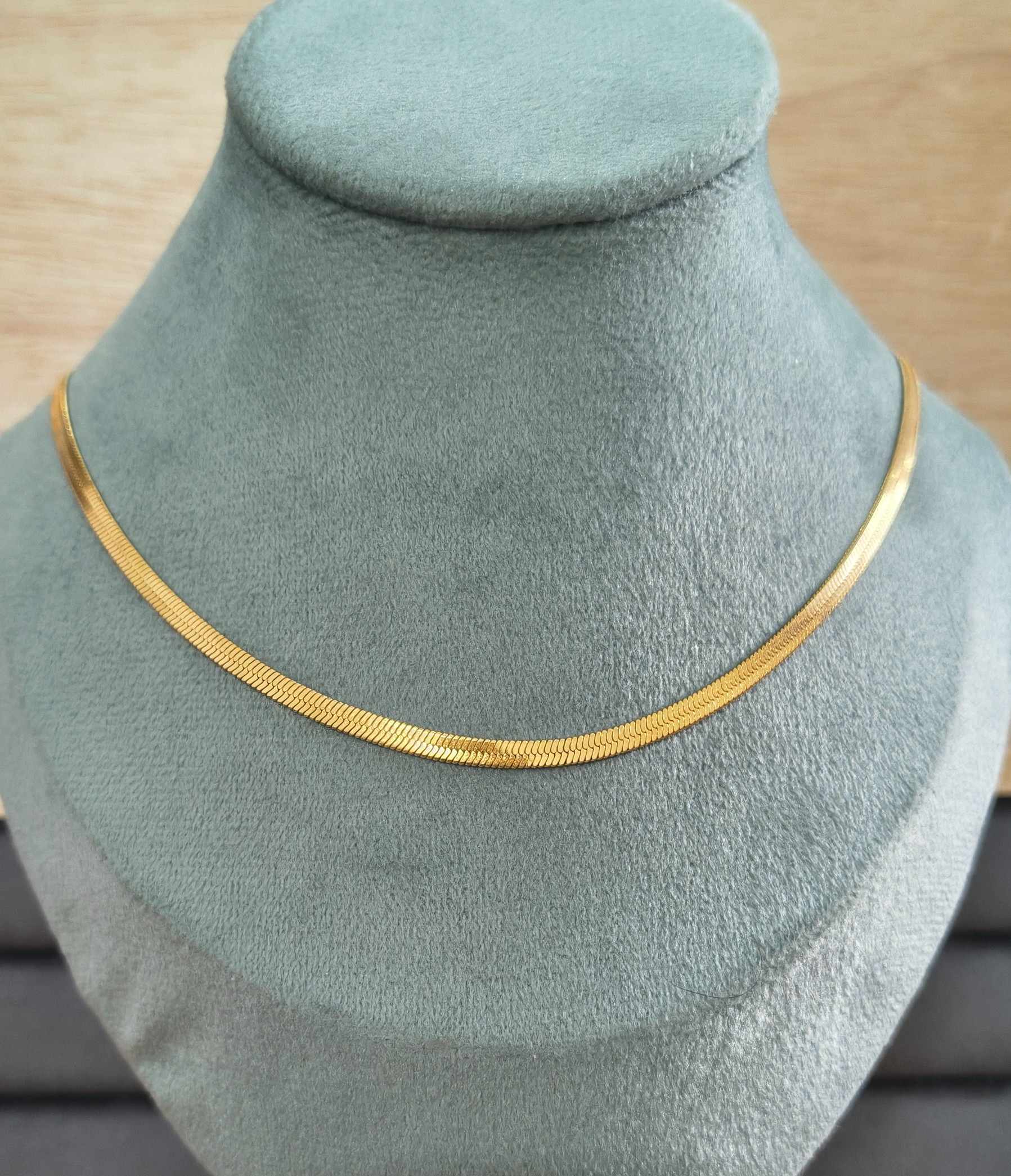 Anti Tarnish Snake Chain Necklace Dainty 18K Gold Plated