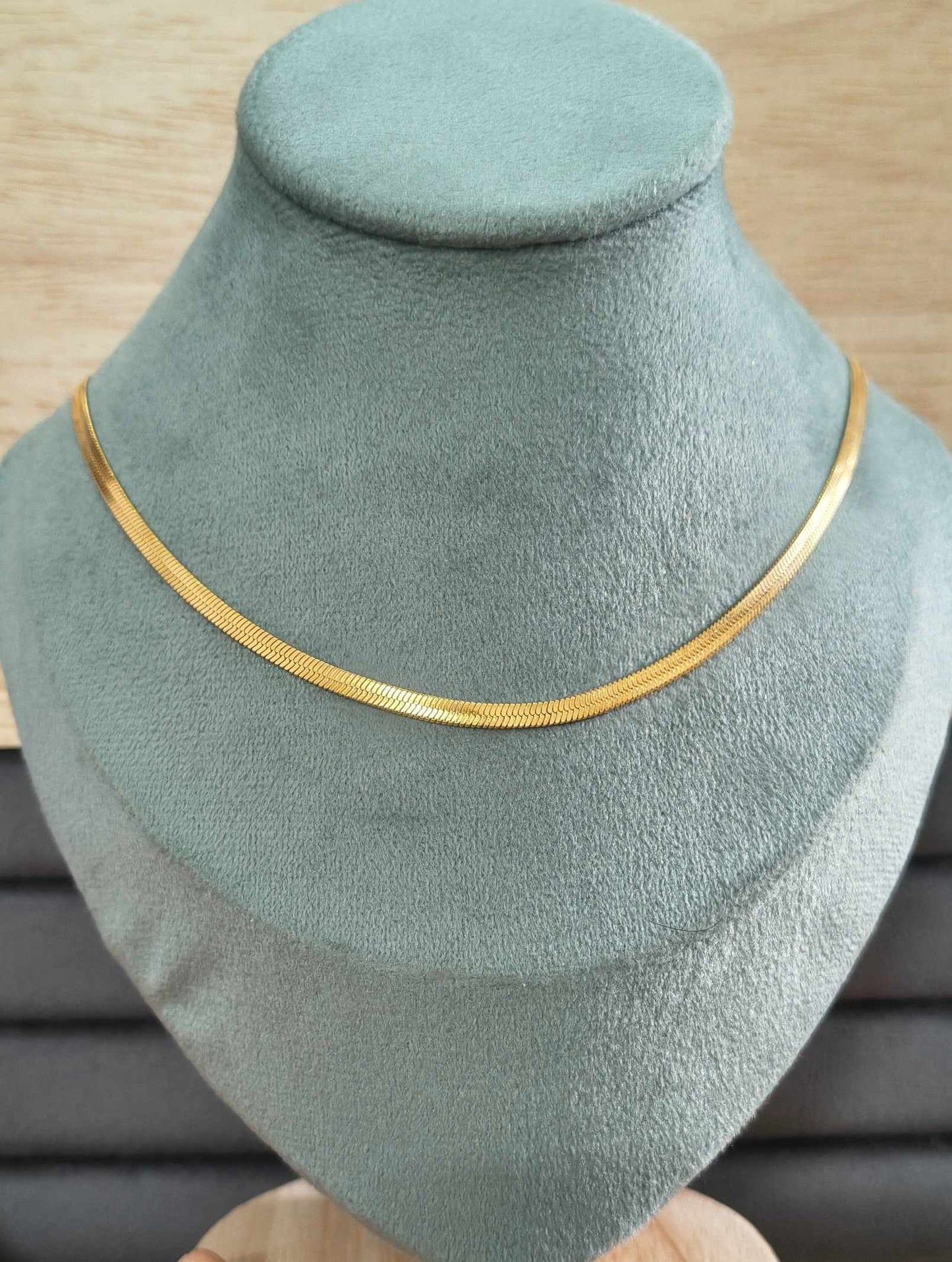 Anti Tarnish Snake Chain Necklace Dainty 18K Gold Plated