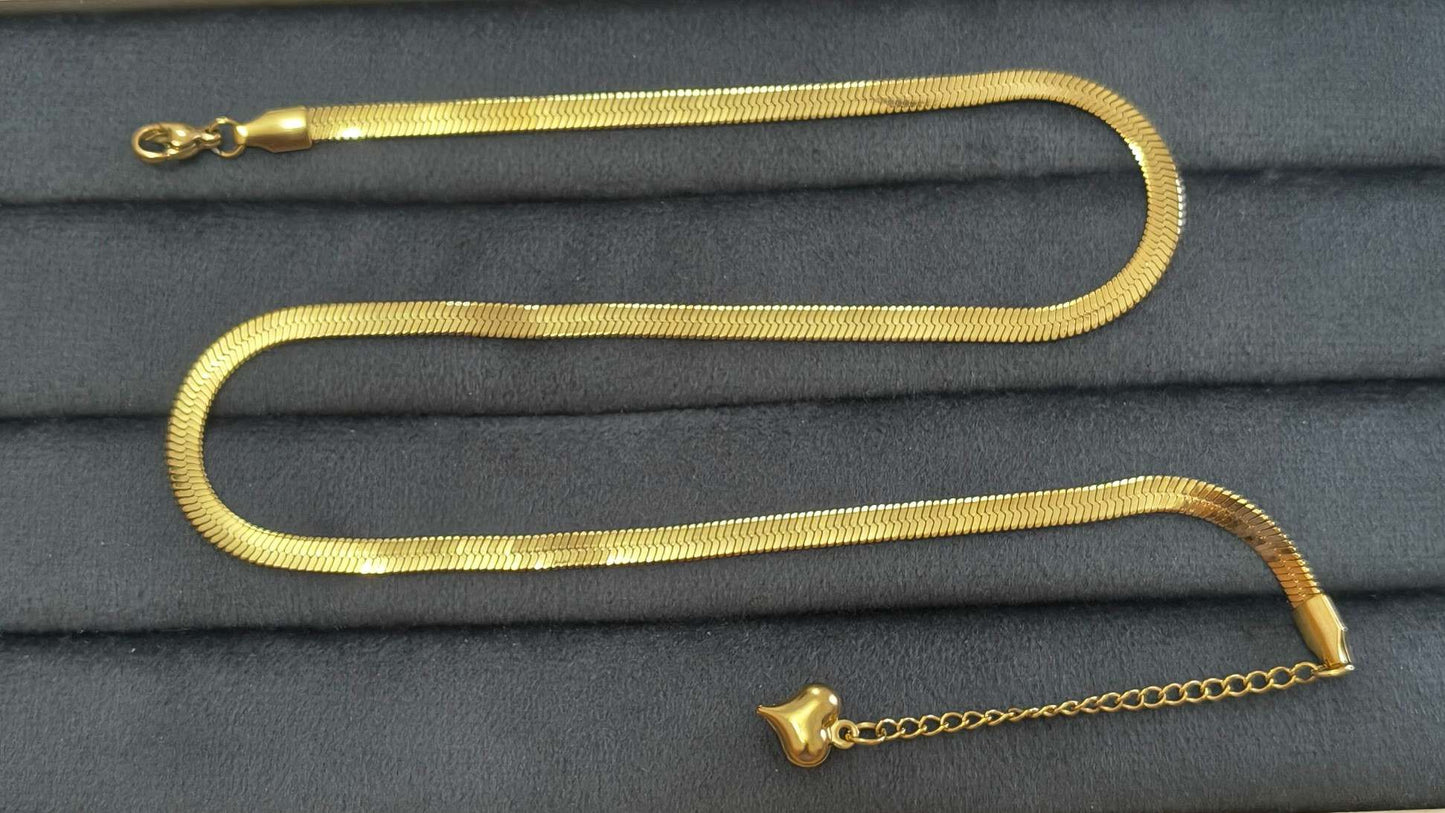 Anti Tarnish Snake Chain Necklace Heavy 18K Gold Plated