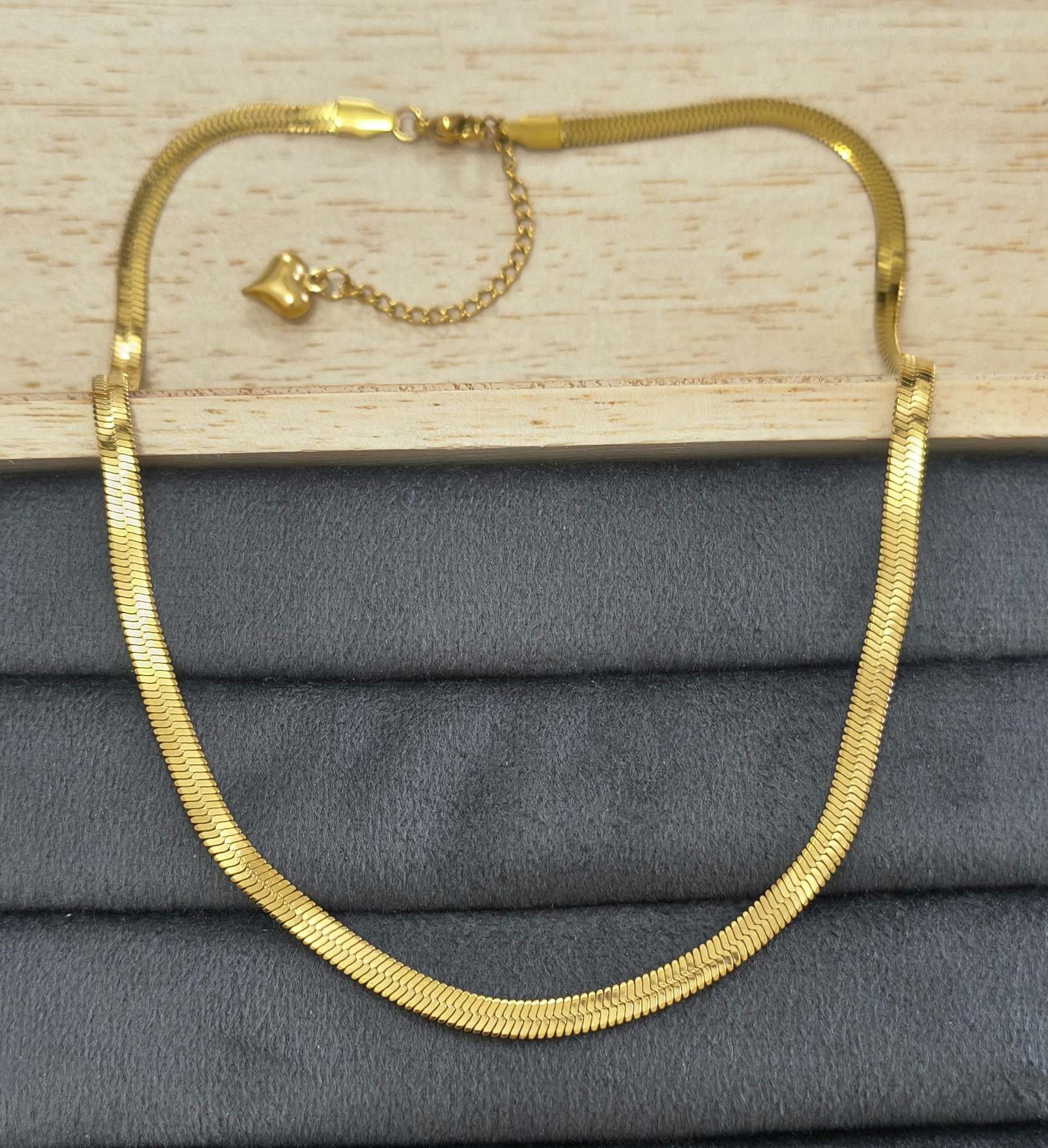 Anti Tarnish Snake Chain Necklace Heavy 18K Gold Plated