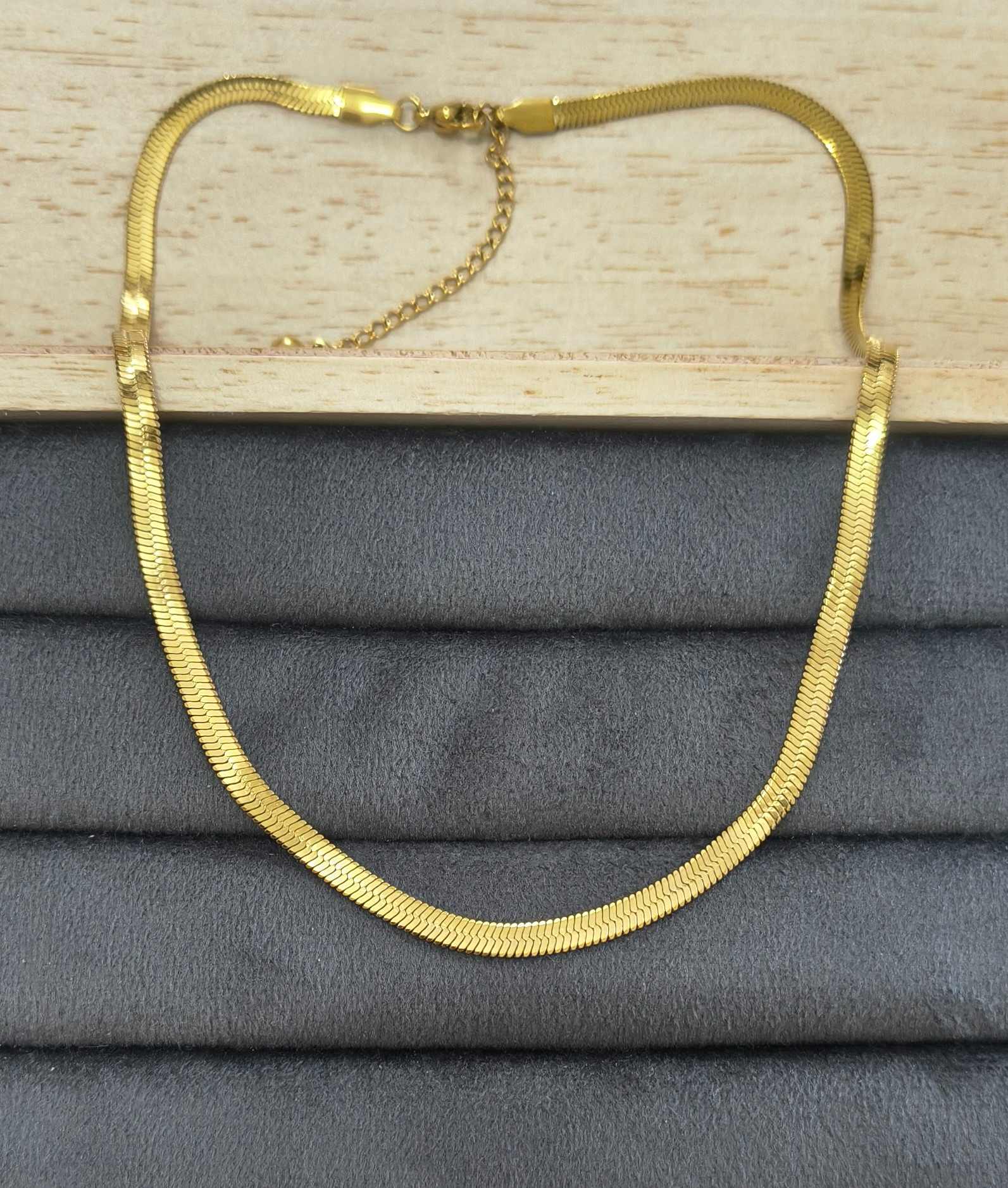 Anti Tarnish Snake Chain Necklace Heavy 18K Gold Plated