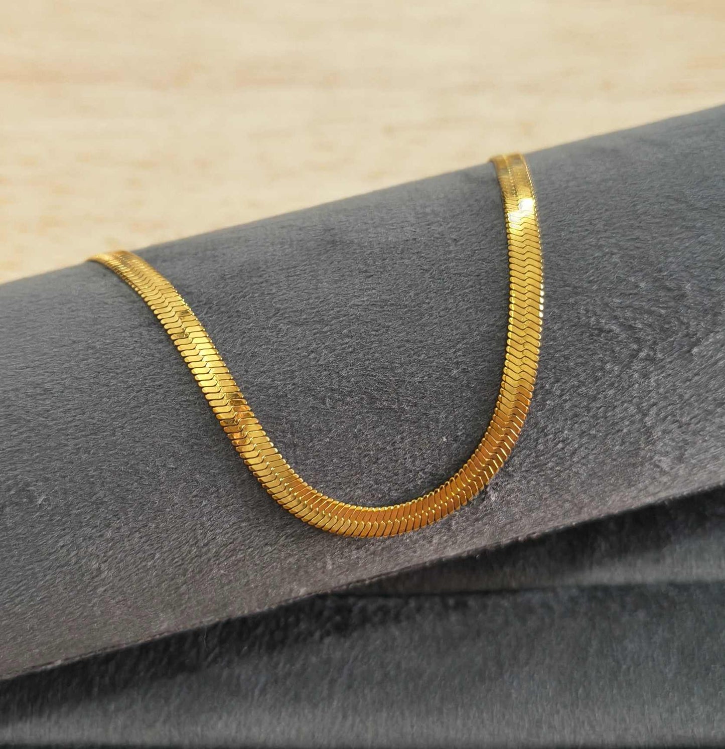 Anti Tarnish Snake Chain Necklace Heavy 18K Gold Plated
