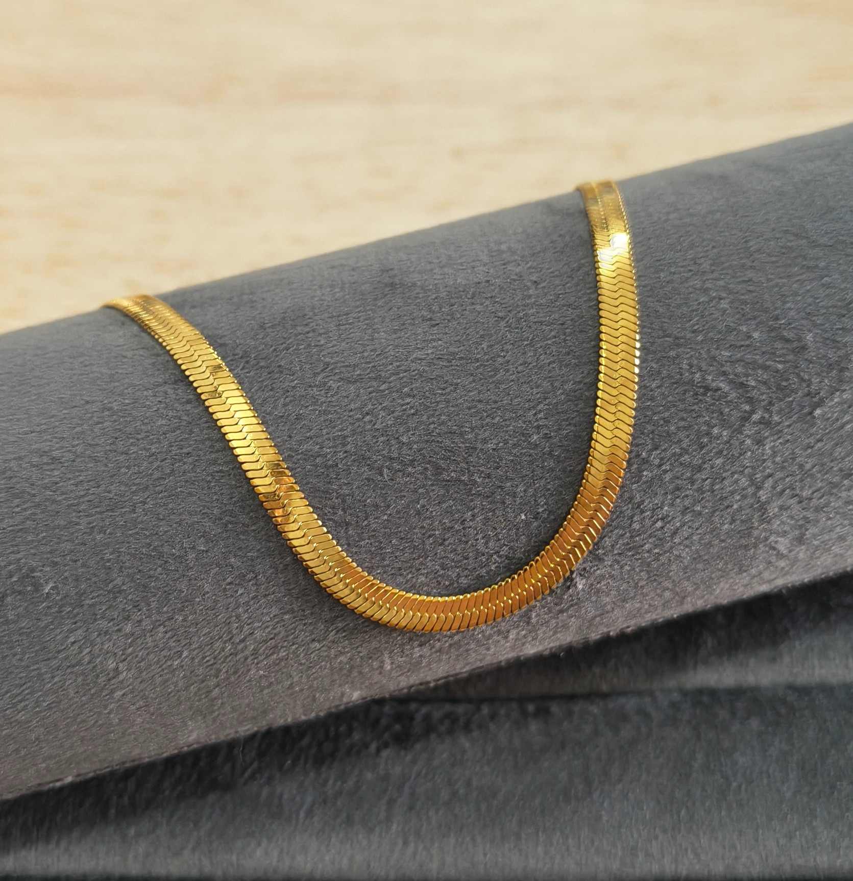 Anti Tarnish Snake Chain Necklace Heavy 18K Gold Plated