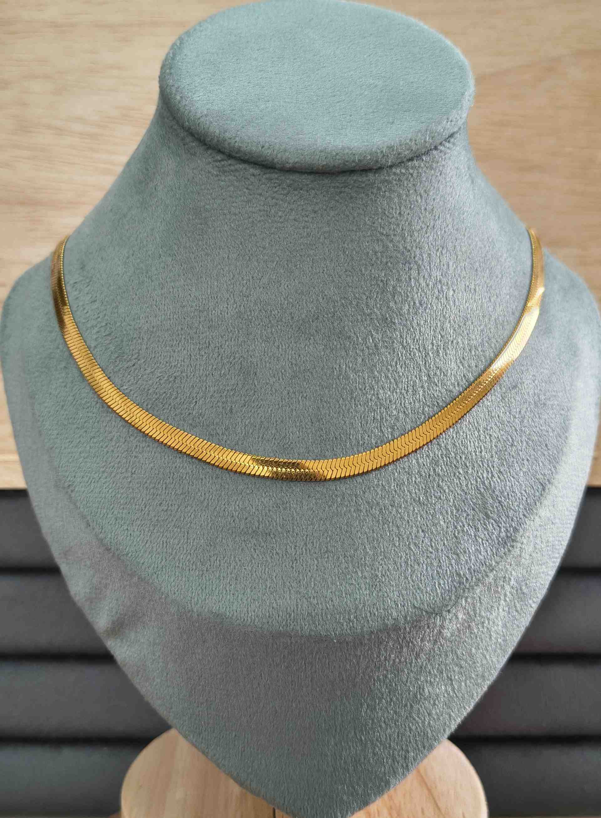 Anti Tarnish Snake Chain Necklace Heavy 18K Gold Plated