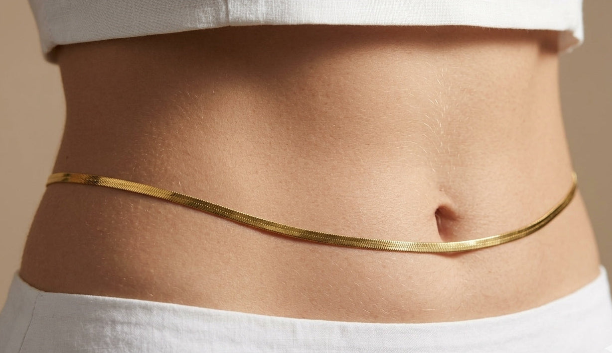 Anti Tarnish Snake Chain Waist Chain 18K Gold Plated