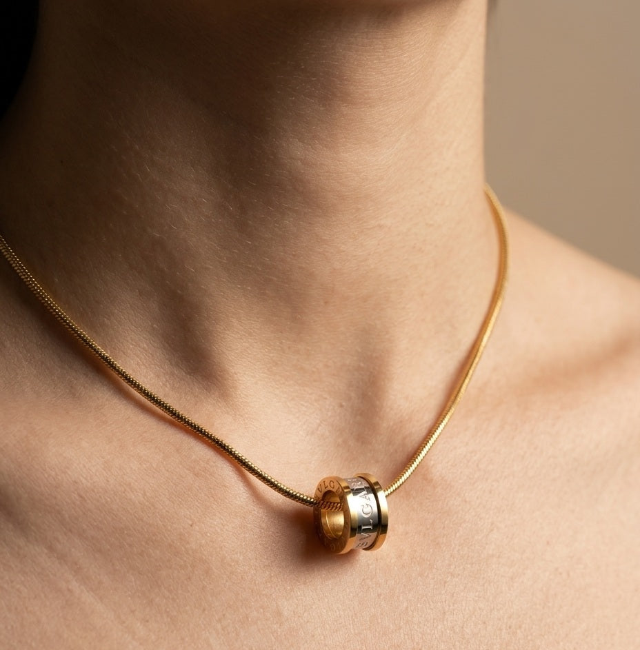 Anti Tarnish Solid Rope Chain Pendant Necklace 18K Gold