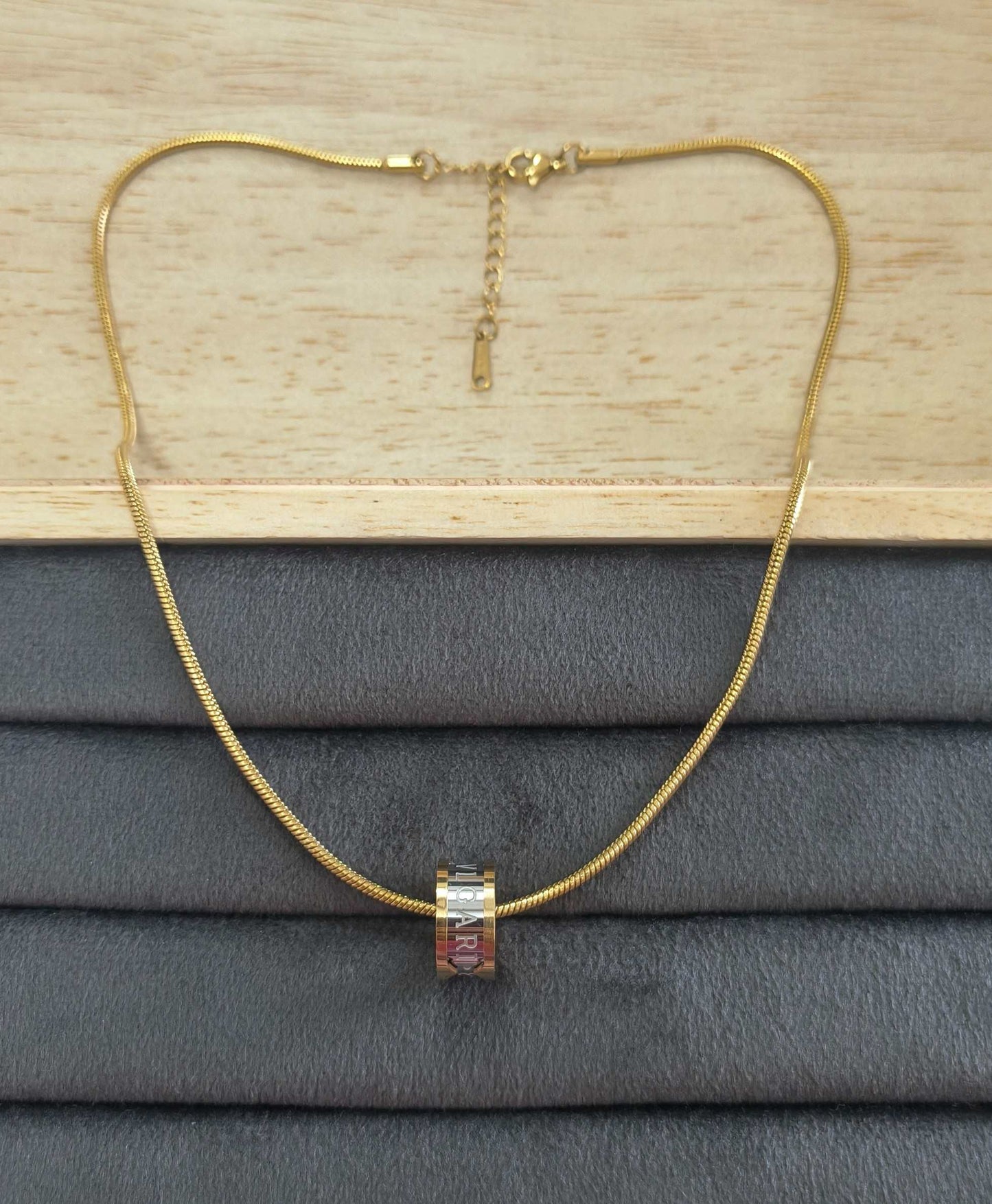 Anti Tarnish Solid Rope Chain Pendant Necklace 18K Gold