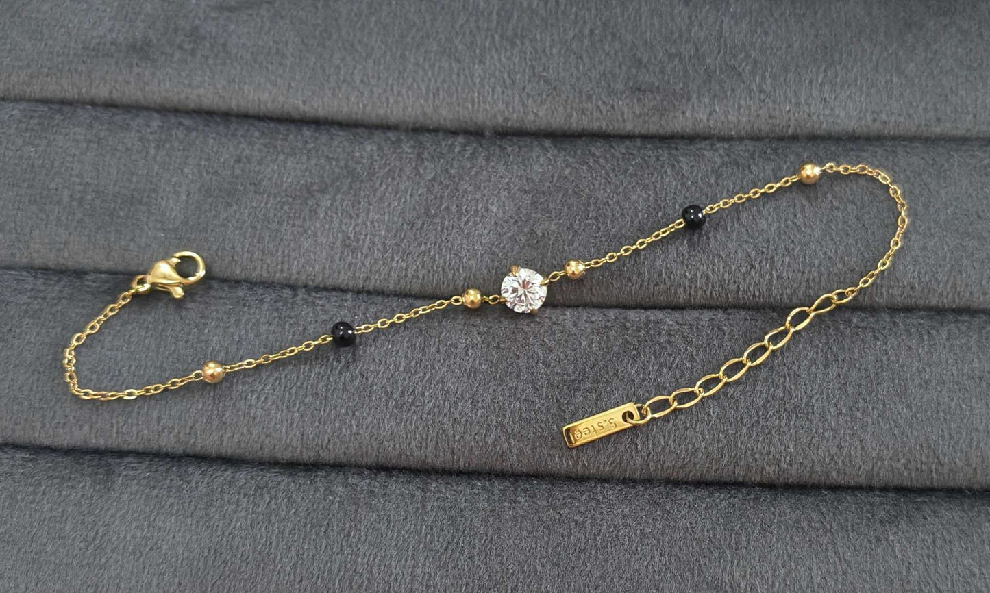 Anti Tarnish Solitaire Mangalsutra Bracelet 18K Gold Plated