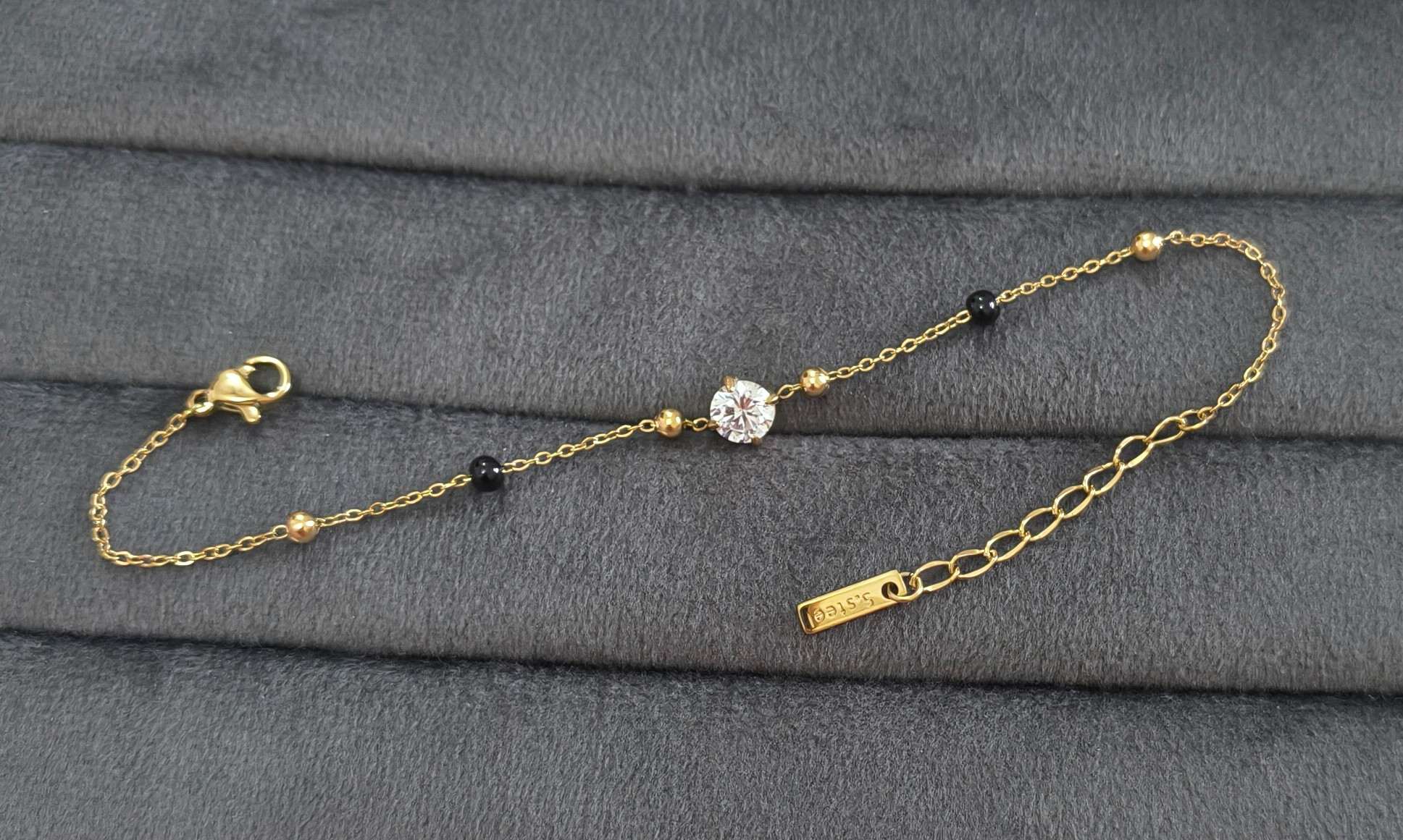 Anti Tarnish Solitaire Mangalsutra Bracelet 18K Gold Plated