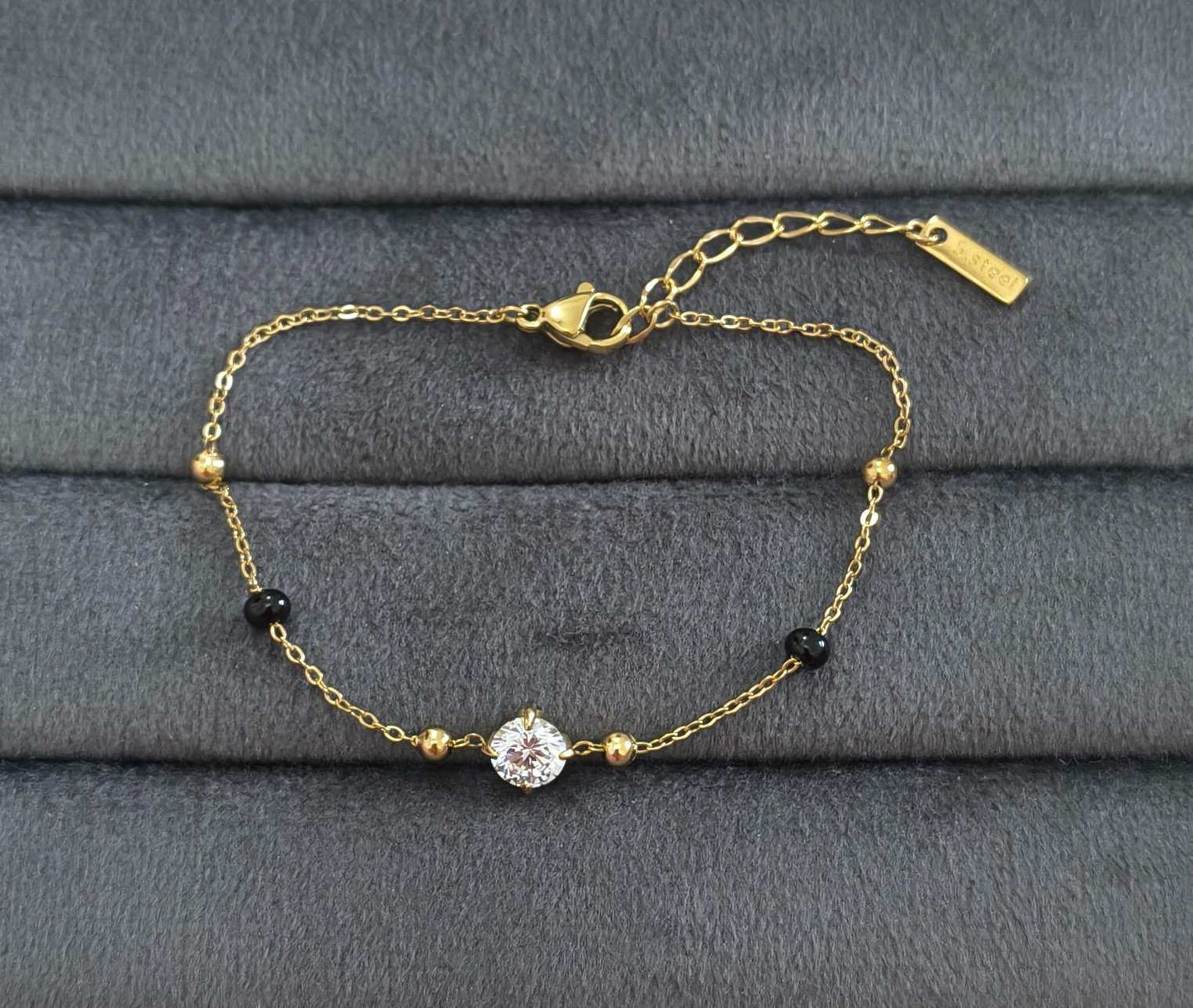 Anti Tarnish Solitaire Mangalsutra Bracelet 18K Gold Plated
