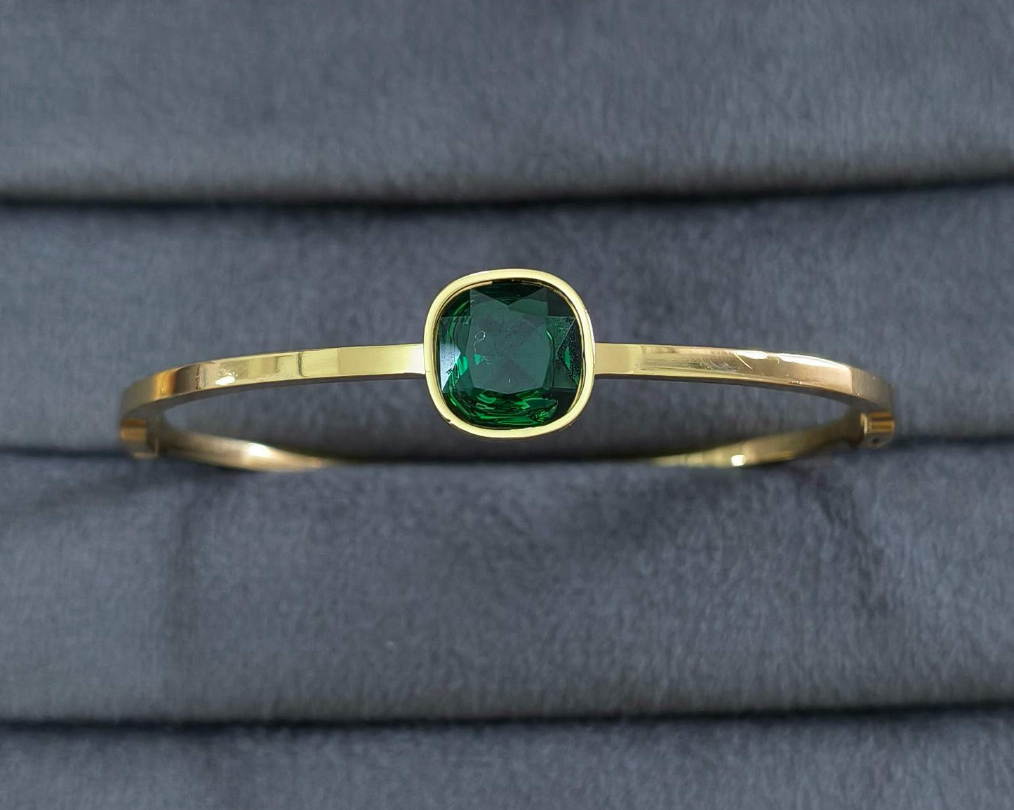 Anti Tarnish Square Cut Stone Bracelet 18K Gold Plated