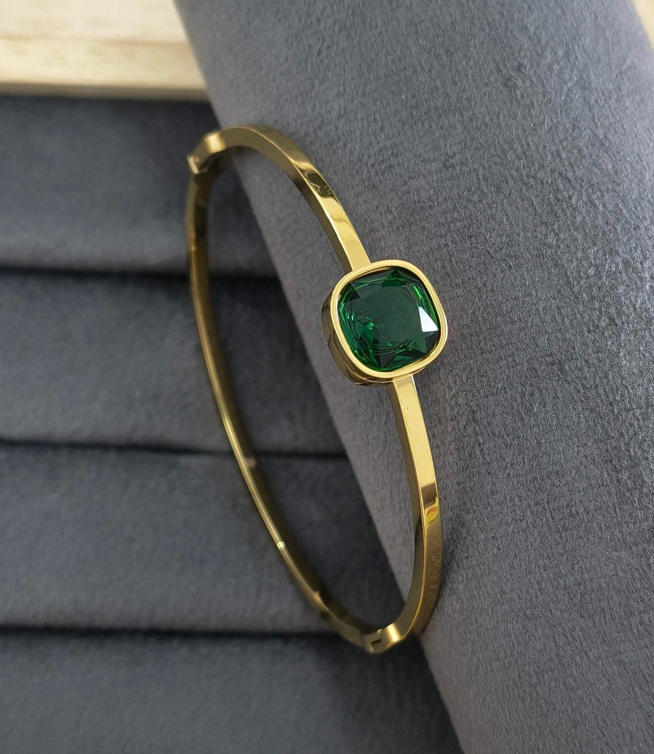 Anti Tarnish Square Cut Stone Bracelet 18K Gold Plated