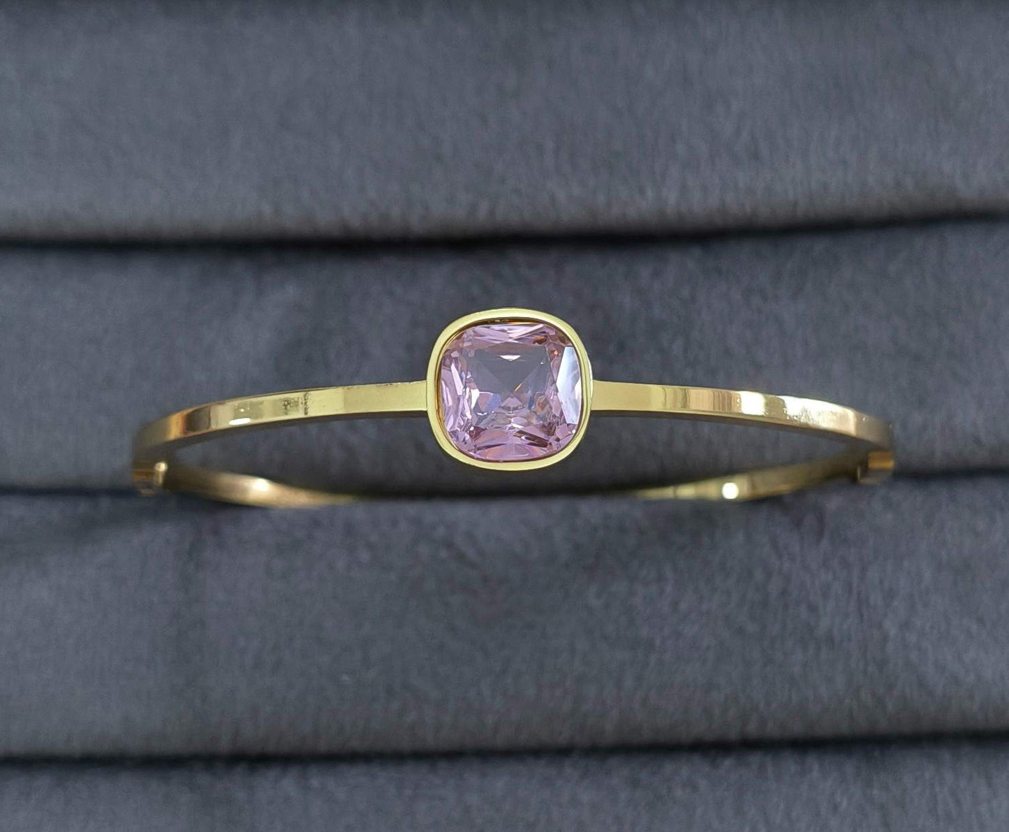 Anti Tarnish Square Cut Stone Bracelet 18K Gold Plated