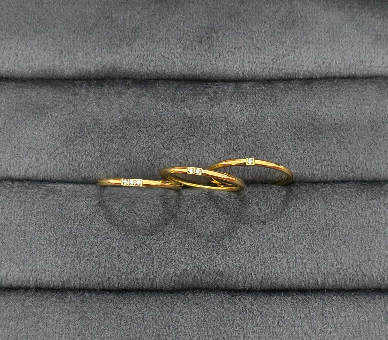 Anti Tarnish Stackable Ring Set of 3 18K Gold Plated