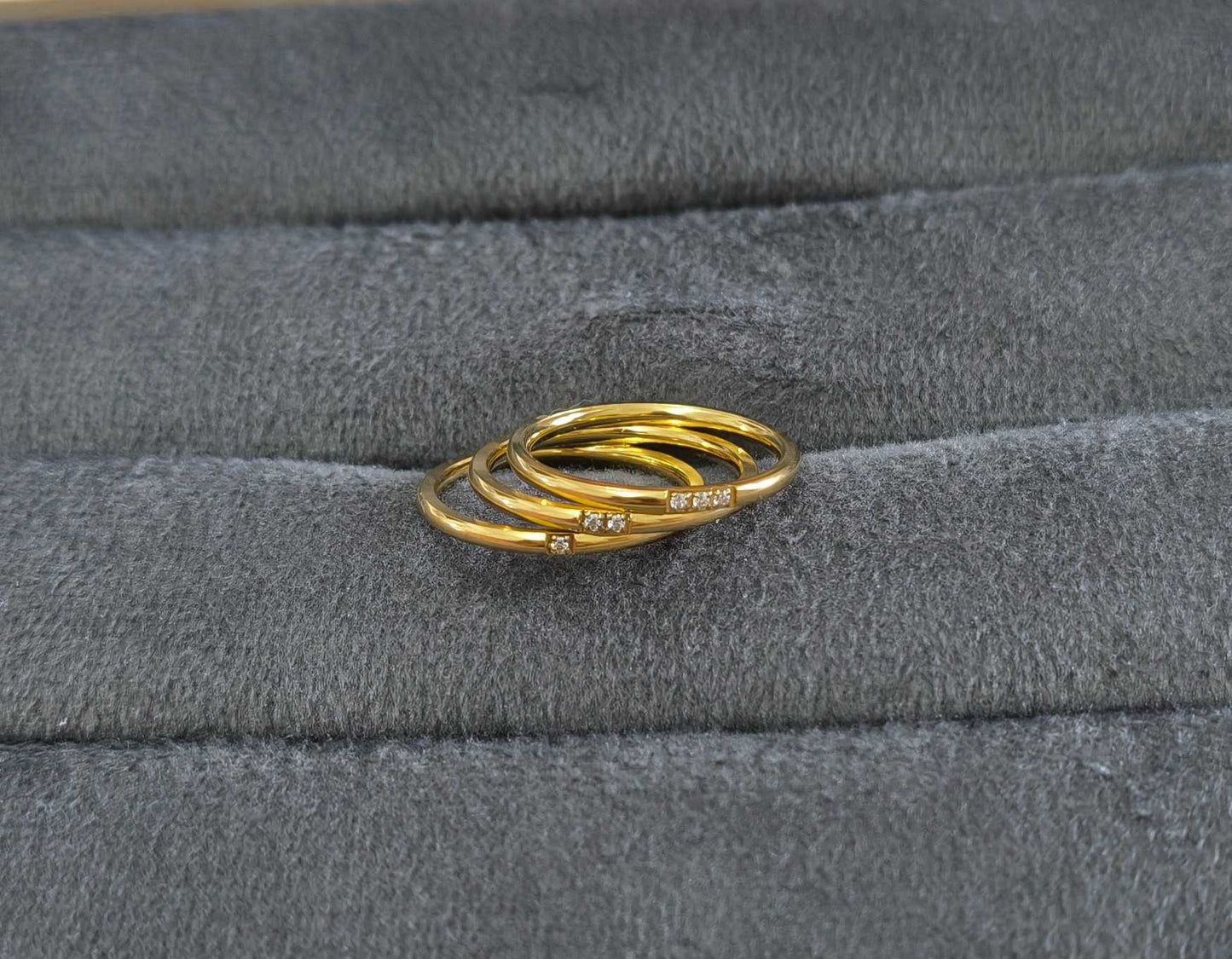 Anti Tarnish Stackable Ring Set of 3 18K Gold Plated