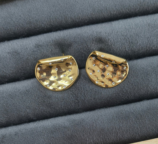 Anti Tarnish Stone Studded Curled Earrings 18K Gold Plated