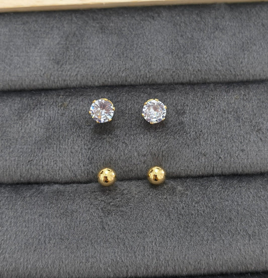 Anti Tarnish Stud Earrings Love Pack 18K Gold Plated