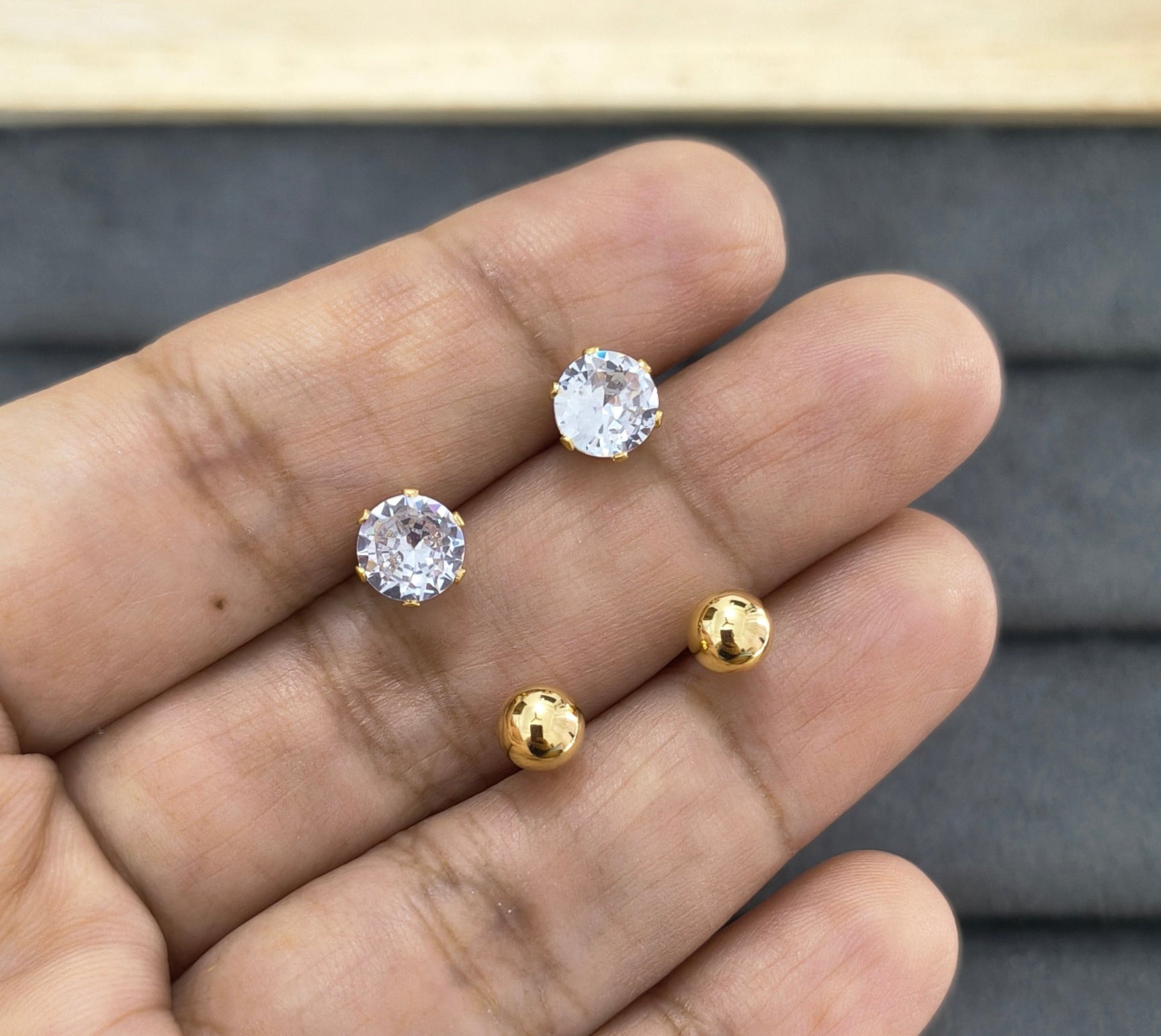 Anti Tarnish Stud Earrings Love Pack 18K Gold Plated