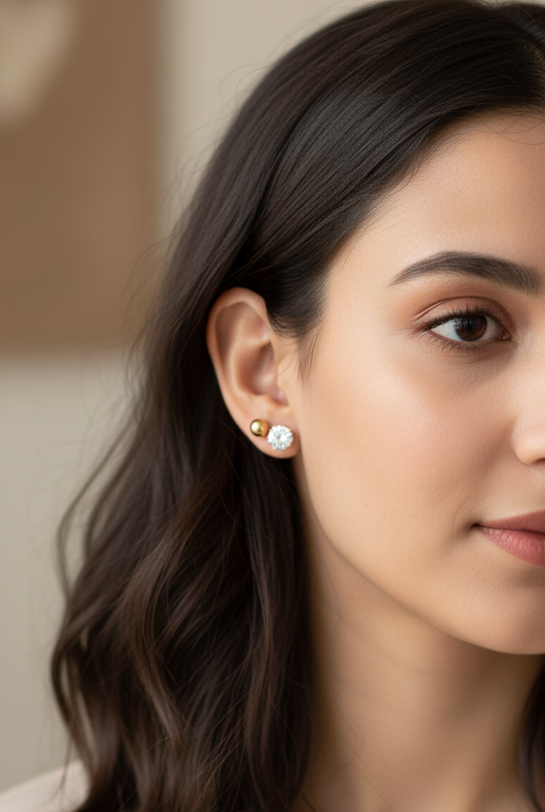 Anti Tarnish Stud Earrings Love Pack 18K Gold Plated