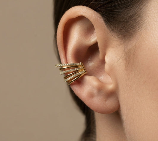 Anti Tarnish Stylish Linear Ear Cuff 18K Gold Plated