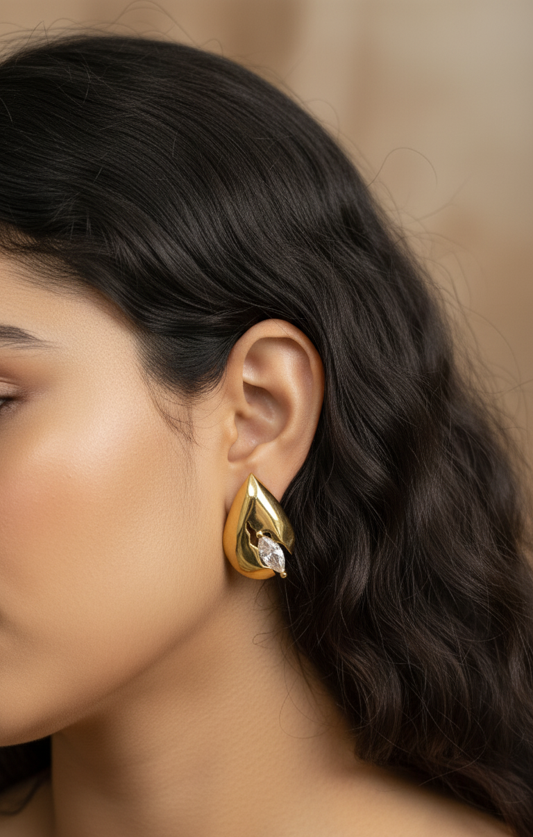 Anti Tarnish Stylish Party Studs Earrings 18K Gold Plated