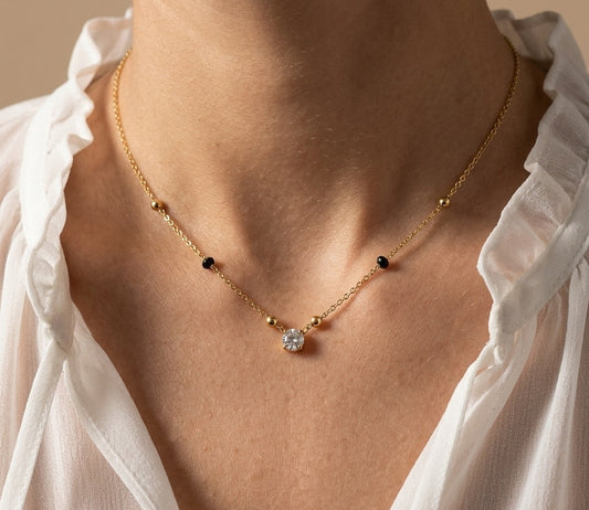 Anti Tarnish Stylish Solitaire Mangalsutra 18K Gold Plated