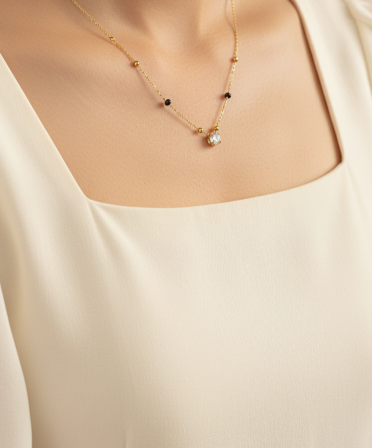 Anti Tarnish Stylish Solitaire Mangalsutra 18K Gold Plated