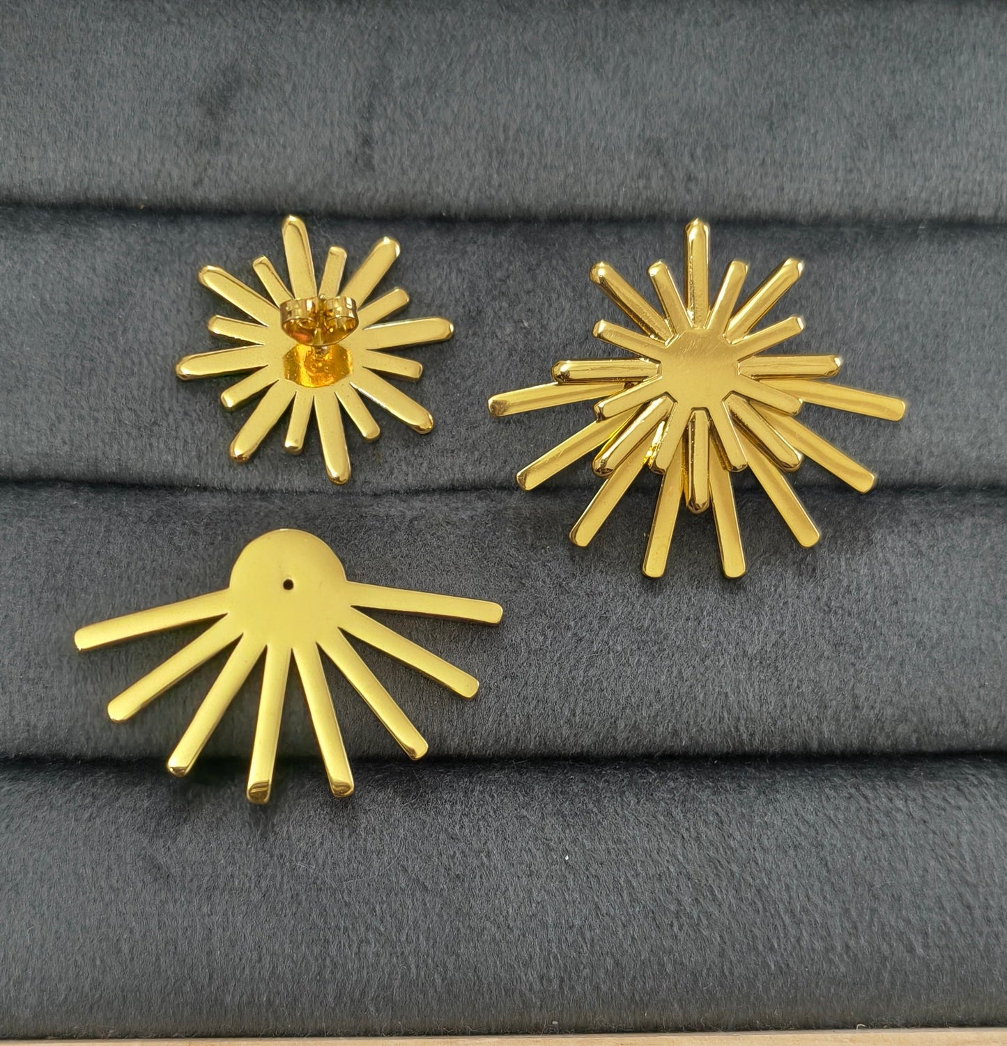 Anti Tarnish Sun Goddess 2 in 1 Style Earrings 18K Gold Plated