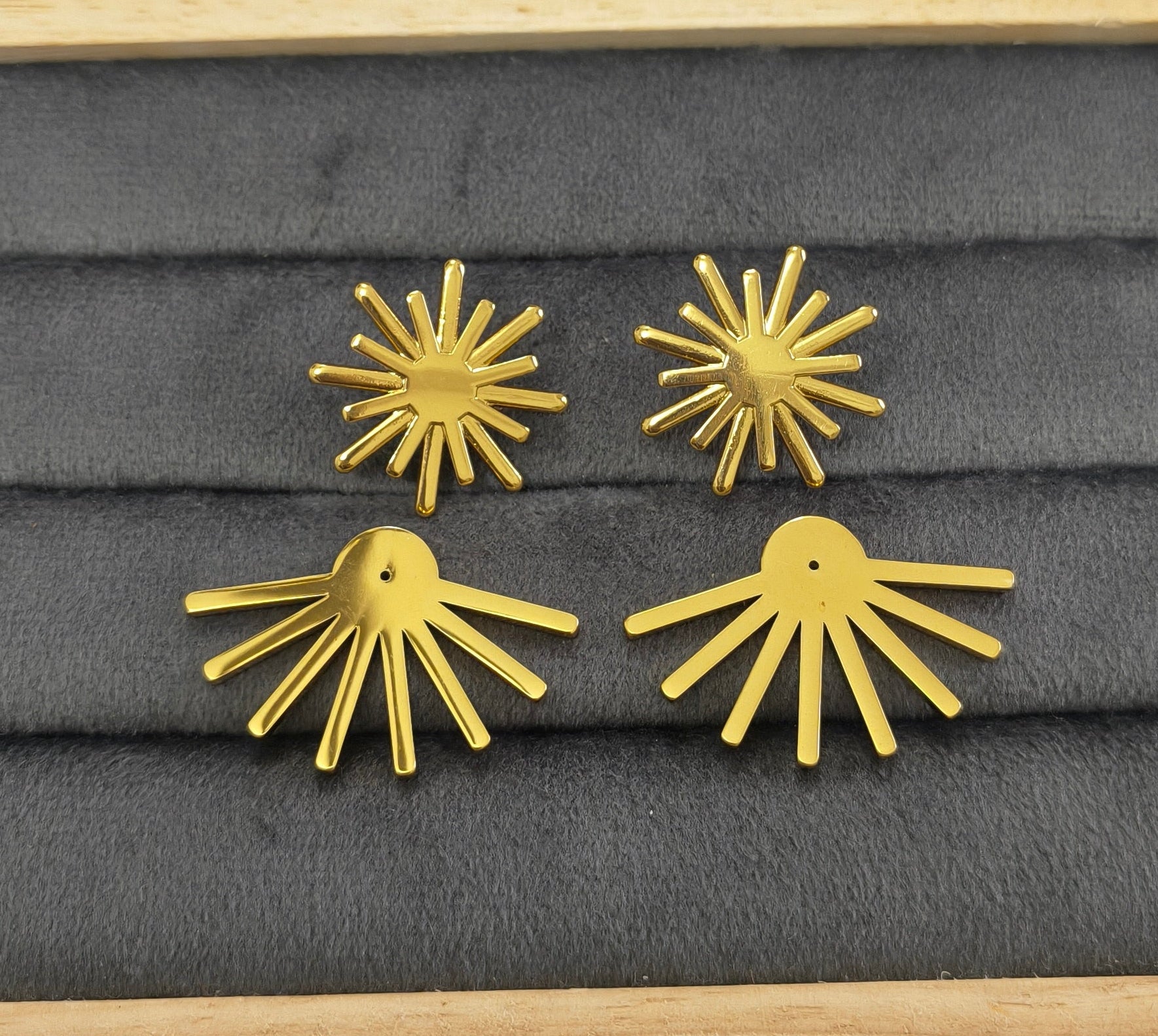 Anti Tarnish Sun Goddess 2 in 1 Style Earrings 18K Gold Plated