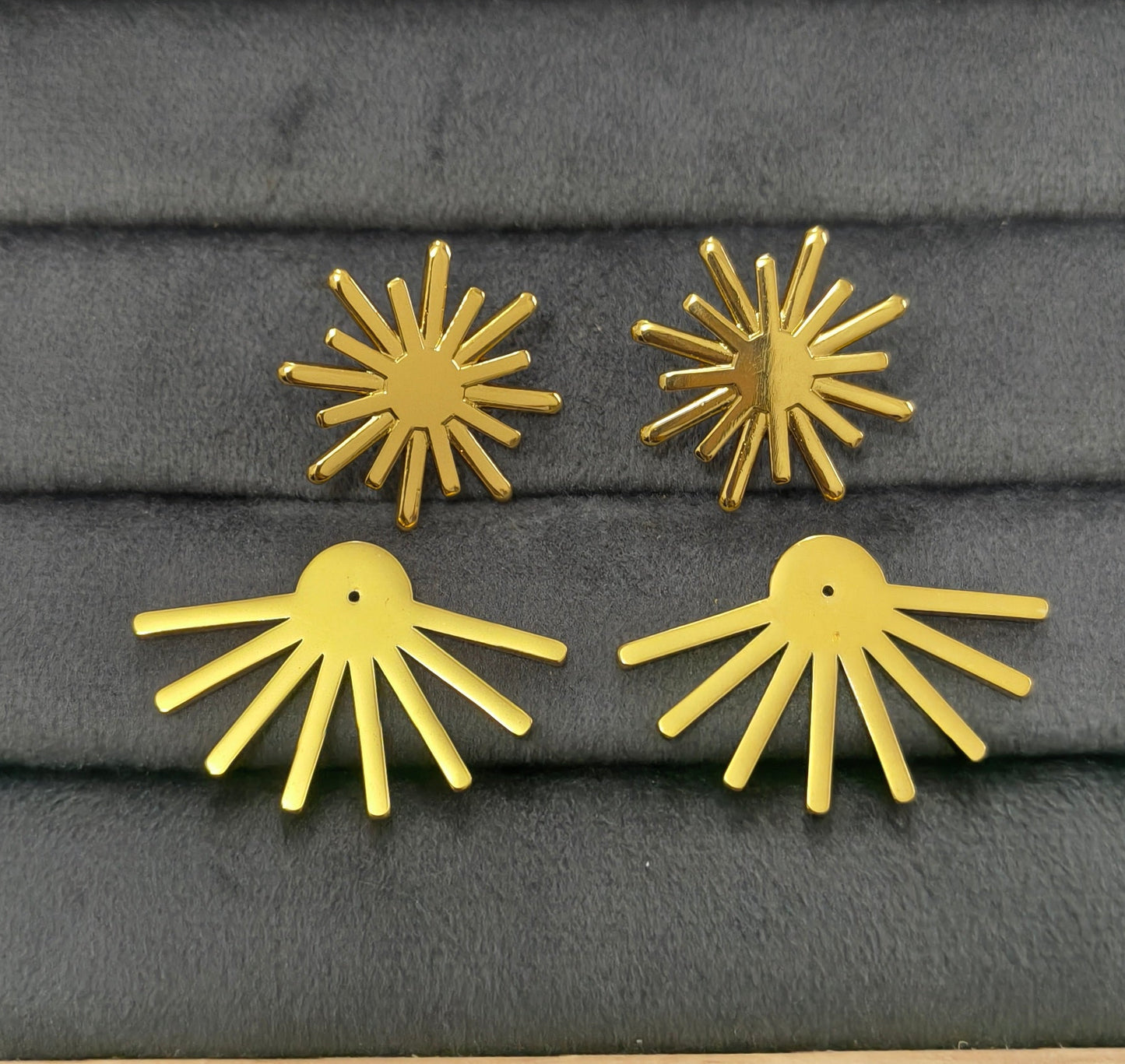 Anti Tarnish Sun Goddess 2 in 1 Style Earrings 18K Gold Plated